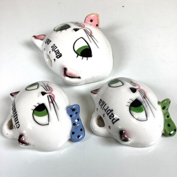 Set 3 Holt Howard Cozy Kitten Cinnamon Cat Spice Shaker 1959 Wall Plaques Japan - Picture 2 of 9